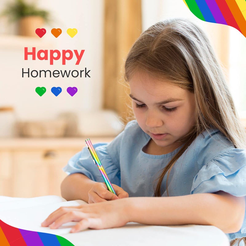 RONRONS 6 Pack Rainbow Slim Retractable Ballpoint Pen Black Ink Metal Pen Office School Supplies - Image 4